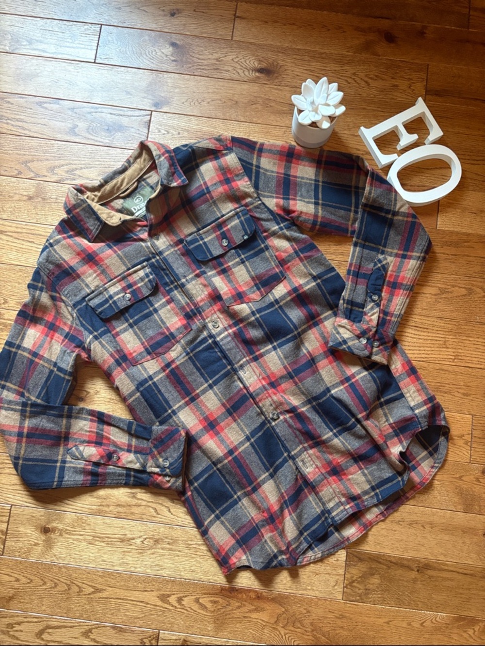 Classic Plaid Button-Down Shirt in Navy, Red & Tan - Men's Casual